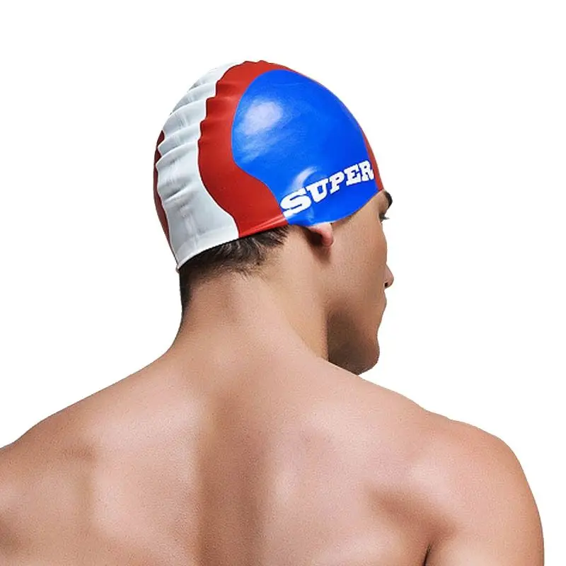 Swim Hat Silicone - หมวกว่ายน้ำซิลิโคนสำหรับผู้ชาย รุ่นใหม่ สีฟ้า สำหรับเด็กผู้ชายและผู้ใหญ่ กันน้ำอย่างมืออาชีพ ป้องกันน้ำเข้าหู