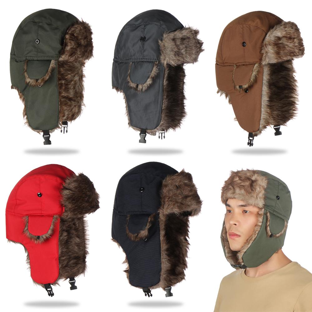 Trapper Hat Ear Flap - หมวกกันหนาวคุณภาพสูงแบบมีที่ปิดหู สไตล์รัสเซีย ยูชานกา สำหรับเล่นสกี ดีไซน์เรียบง่าย ให้ความอบอุ่น