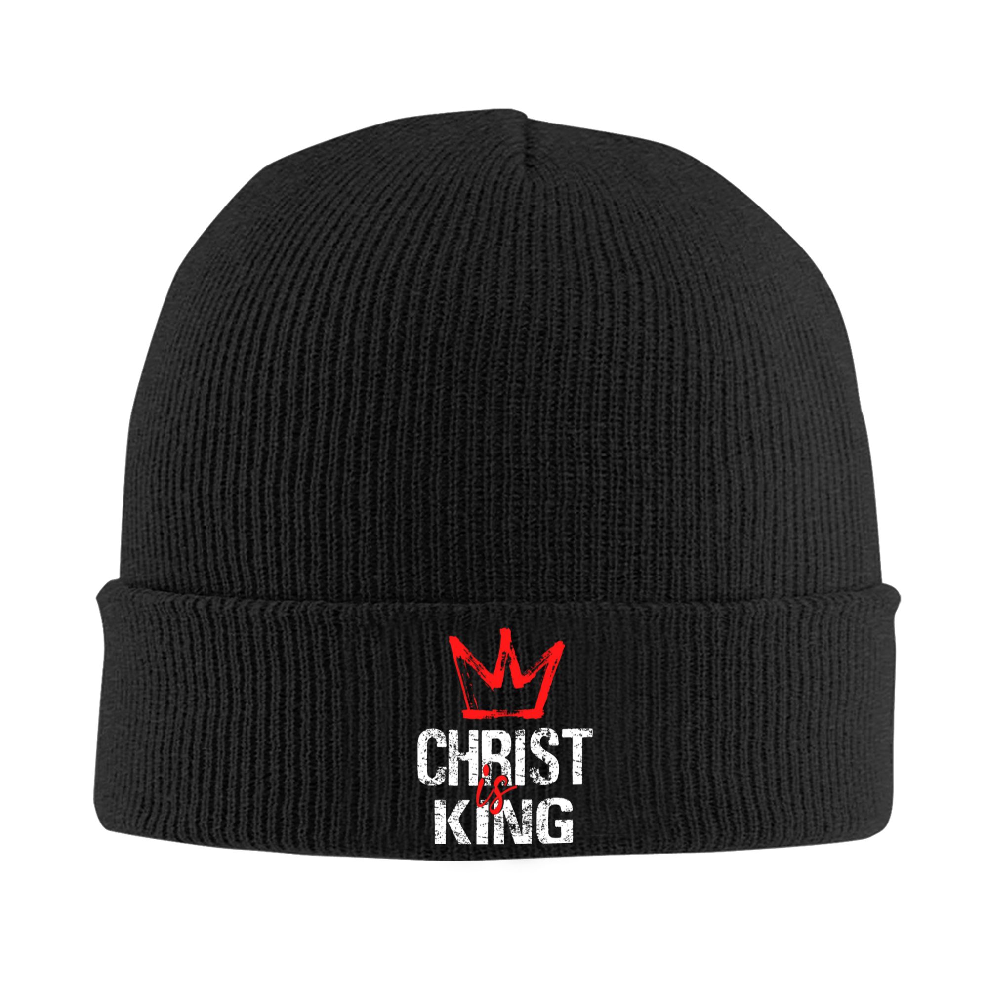 Beanie Cuffed Knit - หมวกบีนนี่ถักลายริบสำหรับผู้ชายและผู้หญิง พร้อมข้อความ 