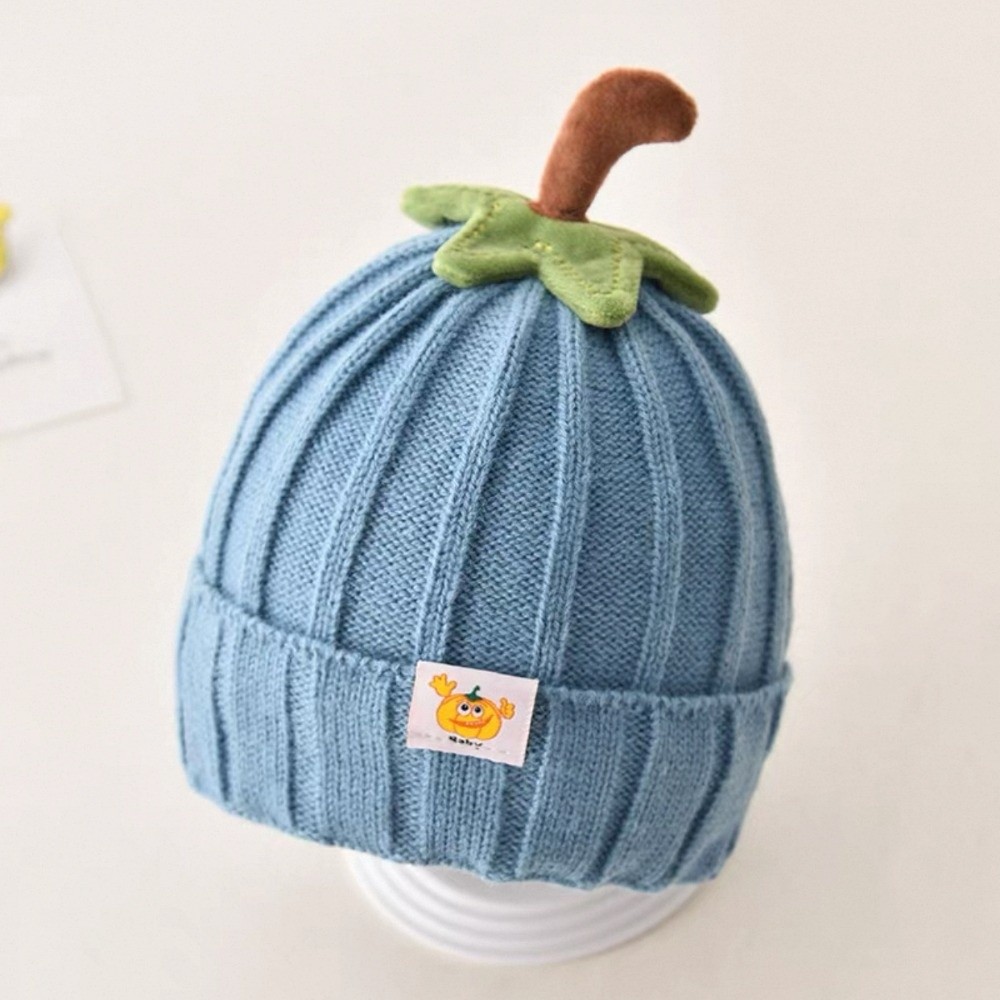 Beanie Cuffed Knit - หมวกไหมพรมเด็กน่ารักสไตล์นุ่มนวล ลายการ์ตูน ทรงพับขอบ ลายฟักทอง หมวกบีนนี่เด็กเล็ก ผ้ายืดหยุ่น