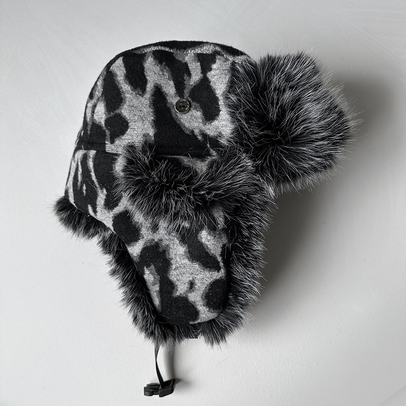 หมวกกันหนาวลายเสือดาวสำหรับผู้ - Trapper Hat Ear Flap บทวิจารณ์และราคา
