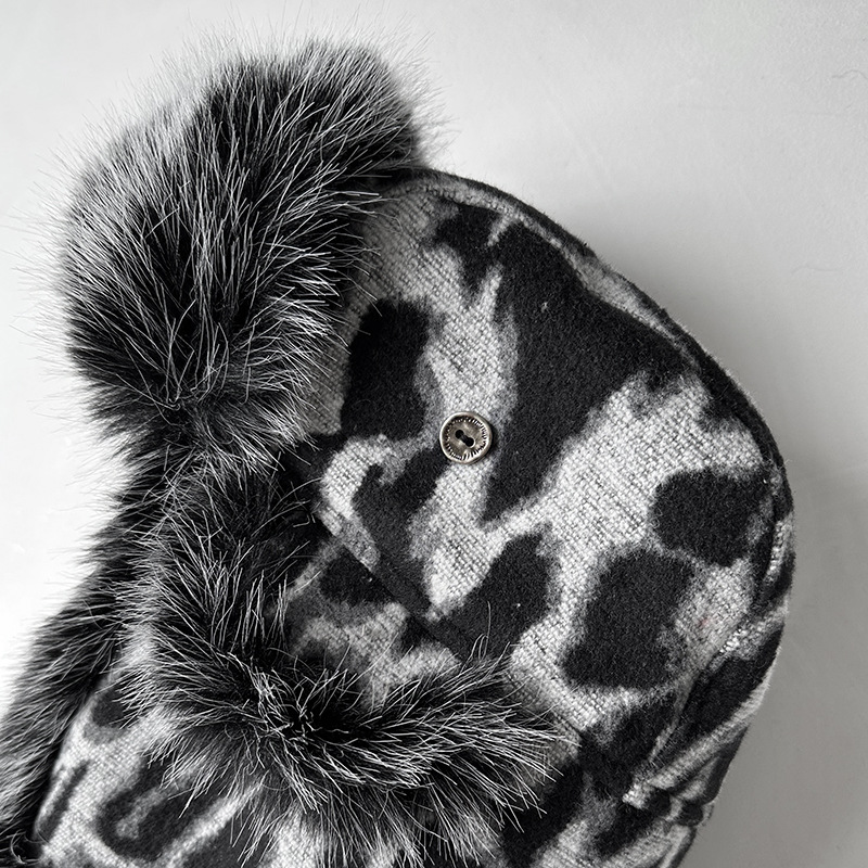 หมวกกันหนาวลายเสือดาวสำหรับผู้ - Trapper Hat Ear Flap บทวิจารณ์และราคา